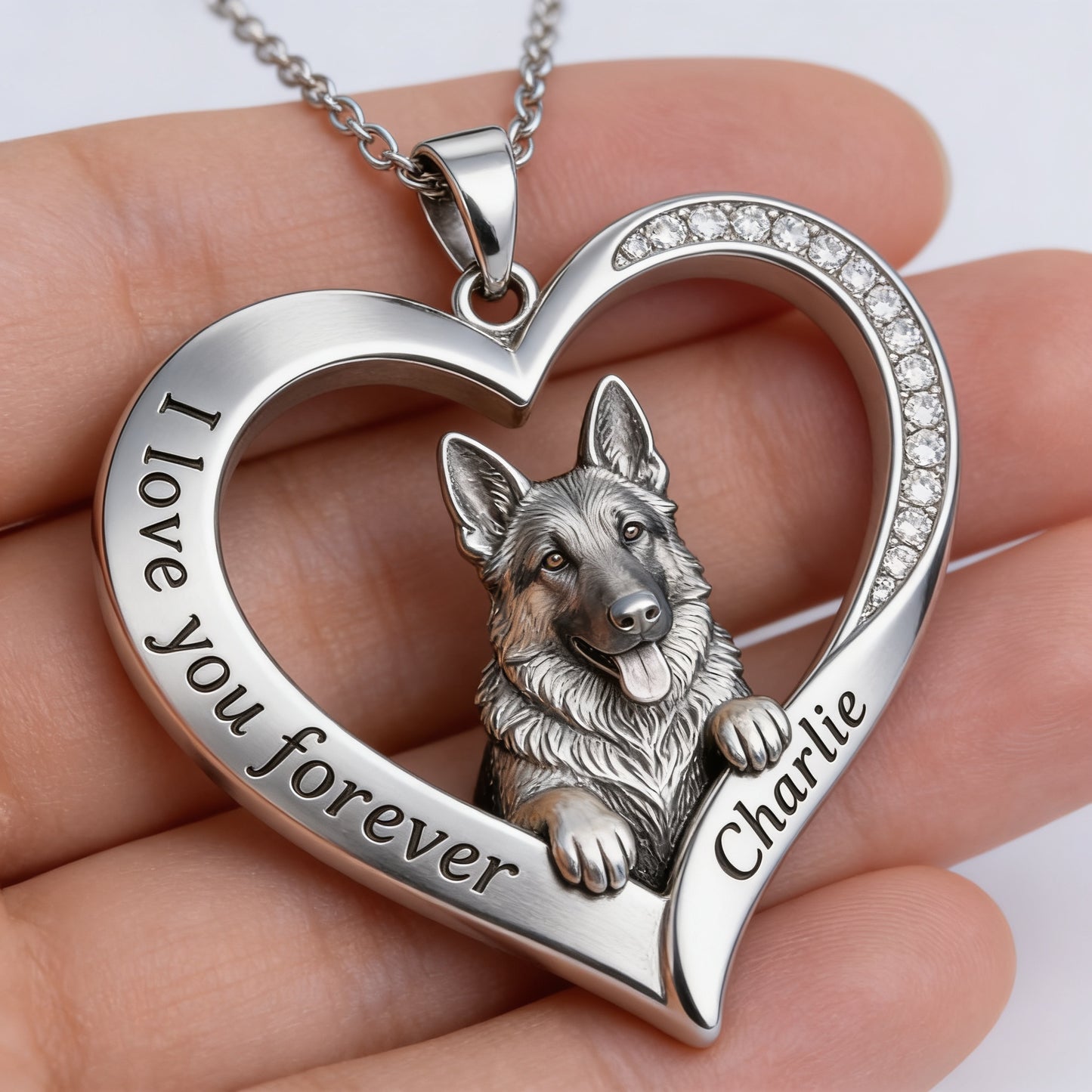 Personalisierter deutscher Schäferhund Metallanhänger Halskette