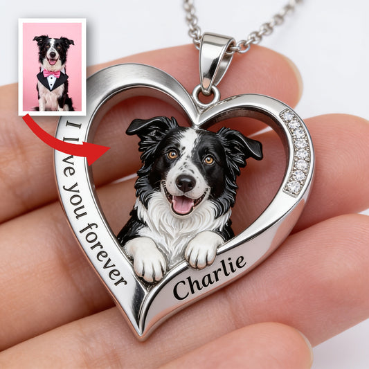 Personalisierter Metallanhänger in Form eines Border Collies aus jedem Foto