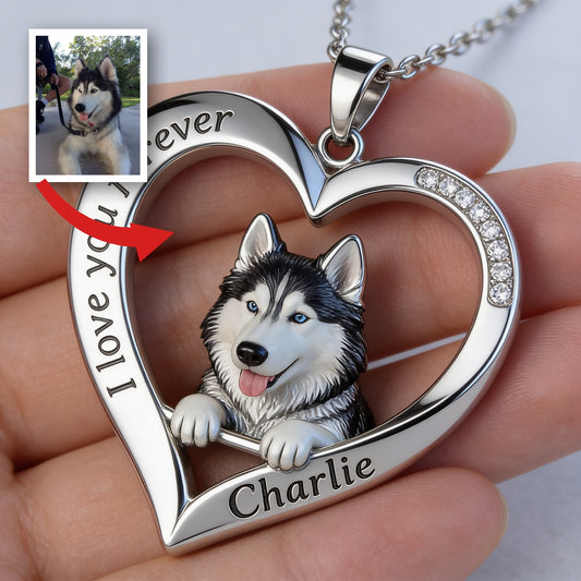 Personalisierter Anhänger in Form eines blauen Siberian Husky von jedem Foto