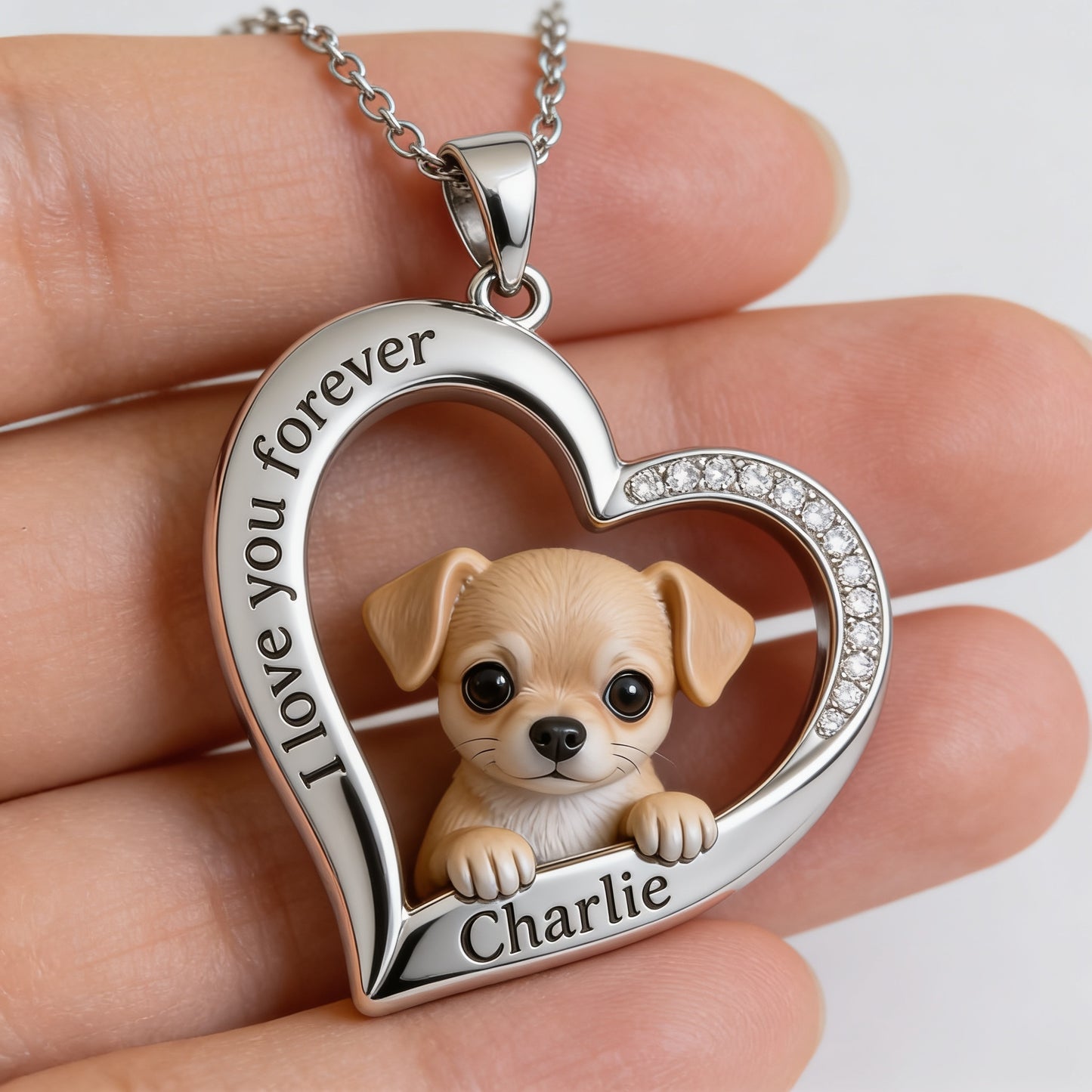 Custom From Any Photo - Personalized Tiny Chihuahua Puppy Shaped Metal Pendant Necklace