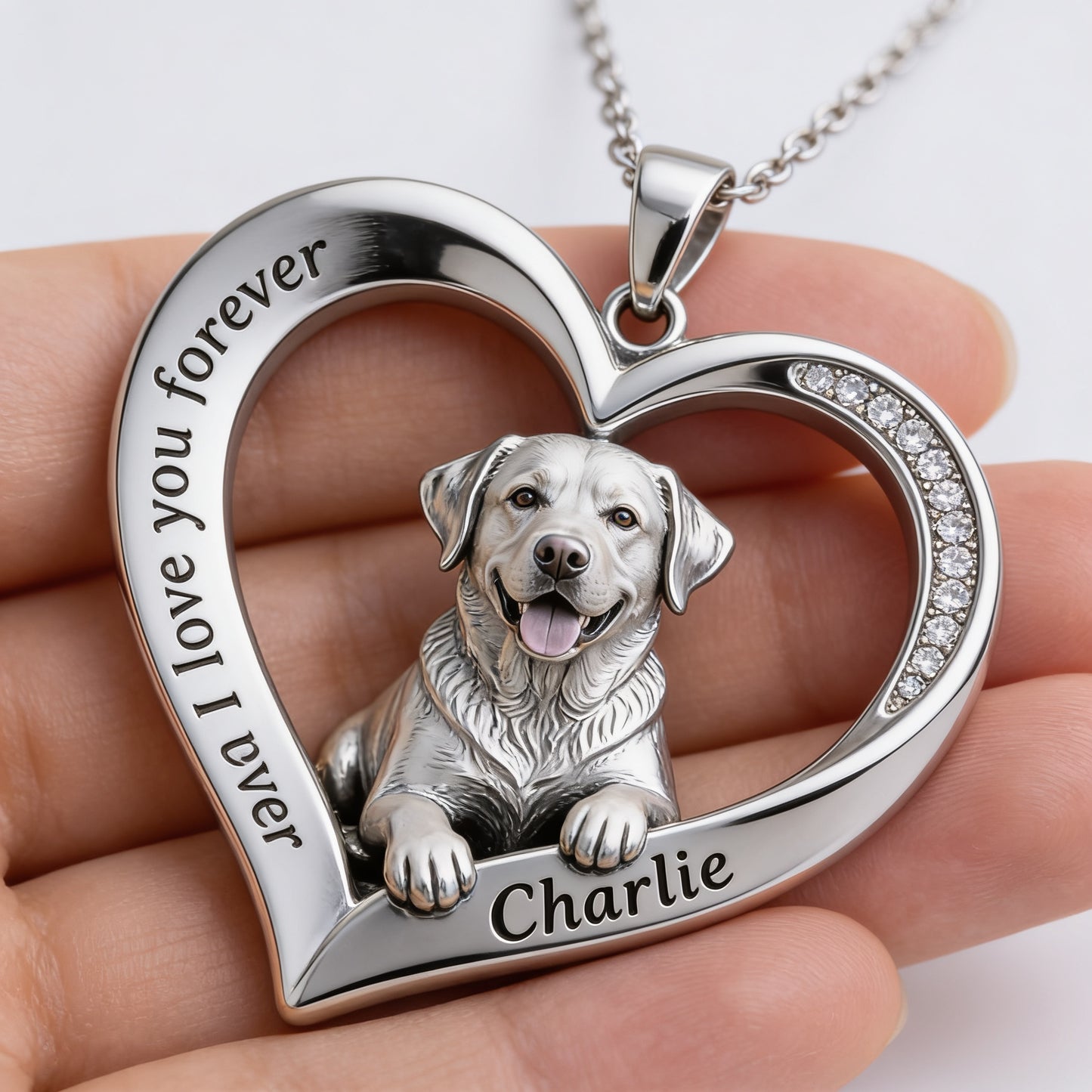 Personalisierter Silber Labrador Retriever Metallanhänger Halskette