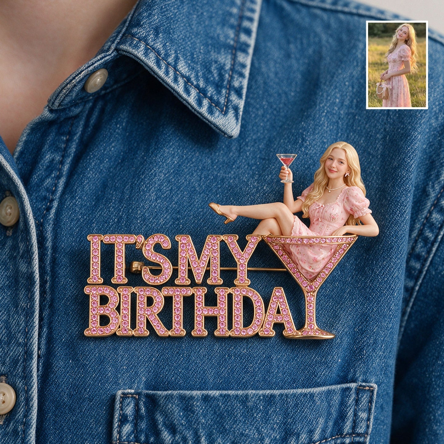It's My Birthday - Personalized Birthday Party Woman 3D Embossed Enamel Pin
