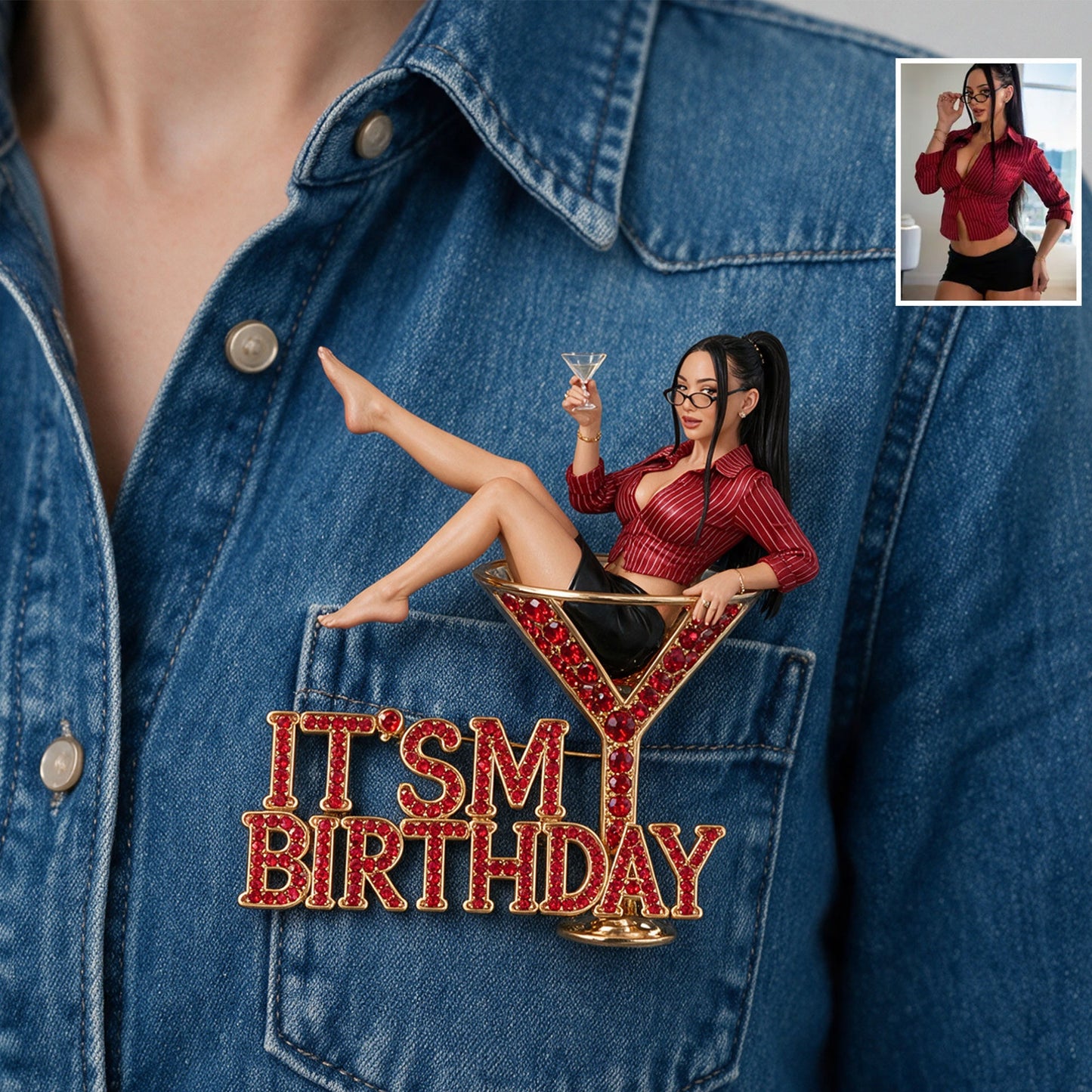 It's My Birthday - Personalized Birthday Party Woman 3D Embossed Enamel Pin