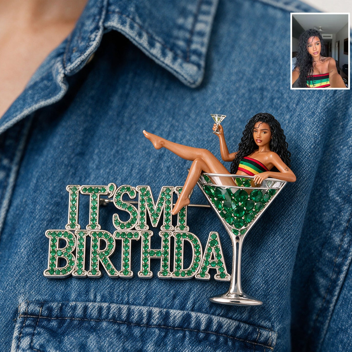 It's My Birthday - Celebratory Black Woman Personalized Birthday 3D Embossed Enamel Pin