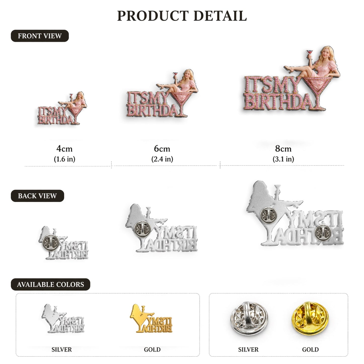 It's My Birthday - Personalized Birthday Party Woman 3D Embossed Enamel Pin