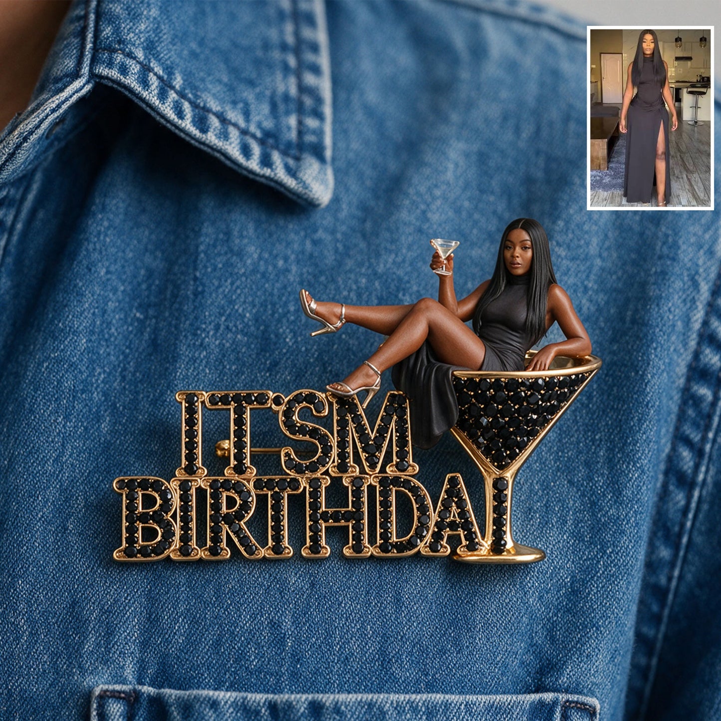 It's My Birthday - Personalized Birthday Party Woman 3D Embossed Enamel Pin