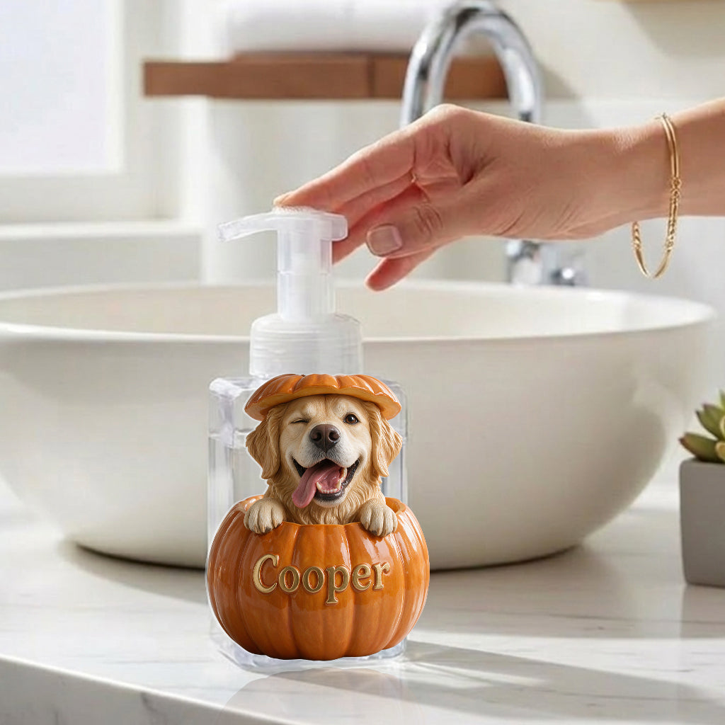 Personalized French Bulldog Pumpkin Peek-A-Boo Pump Dispenser - Cute Fall Bathroom Decor Dog Lover Gift