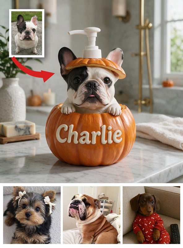 Personalized Yellow Labrador Retriever Pumpkin Peekaboo Soap Dispenser, Cute Fall Decor Gift for Dog Lovers