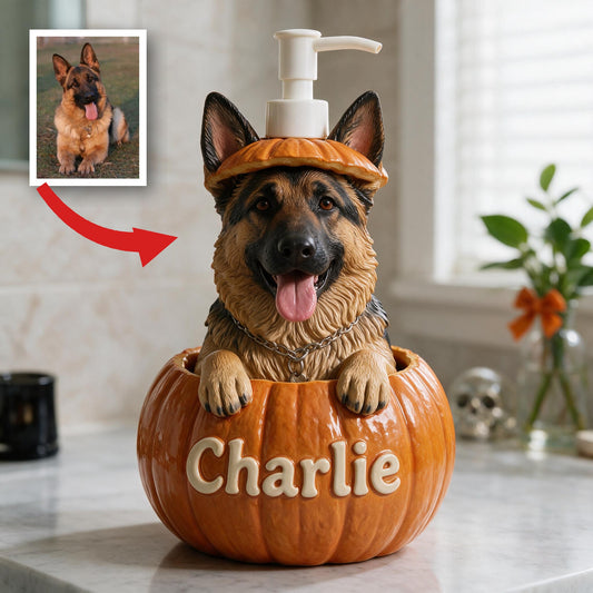 Personalisierter Seifenspender mit Deutschem Schäferhund für Halloween