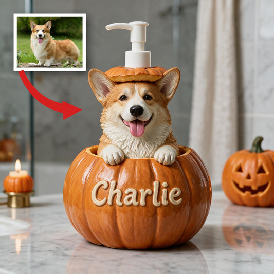 Personalisierter Welsh Corgi Kürbis Pumpen-Spender Süßes Herbst-Halloween Geschenk für Corgi-Liebhaber