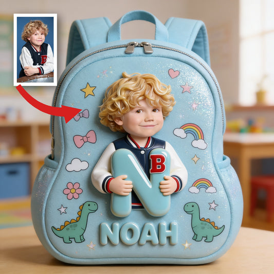 Personalisierter 3D Lockiger Blonder Junge Rucksack mit Namen, Süßes Geschenk für Vorschulkinder