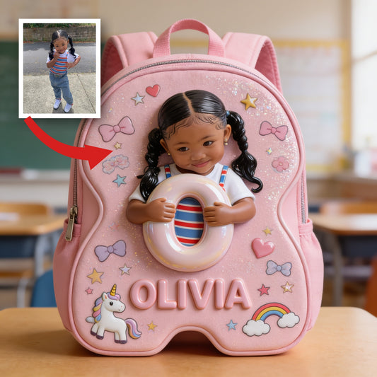 Personalisierter 3D Süßer Mädchen Rucksack in Pink mit Namen Geschenk für Kleinkinder