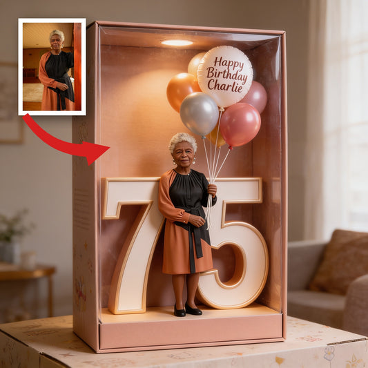 Personalisierte schwarze Frau im Alter von 75 Jahren, maßgeschneiderte Acrylplakette