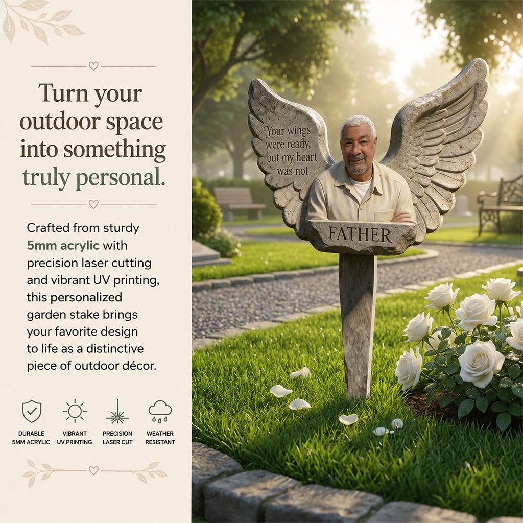 Personalized Child Memorial Angel Acrylic Garden Plaque 'Your Wings Were Ready' Bereavement Remembrance Keepsake Gift