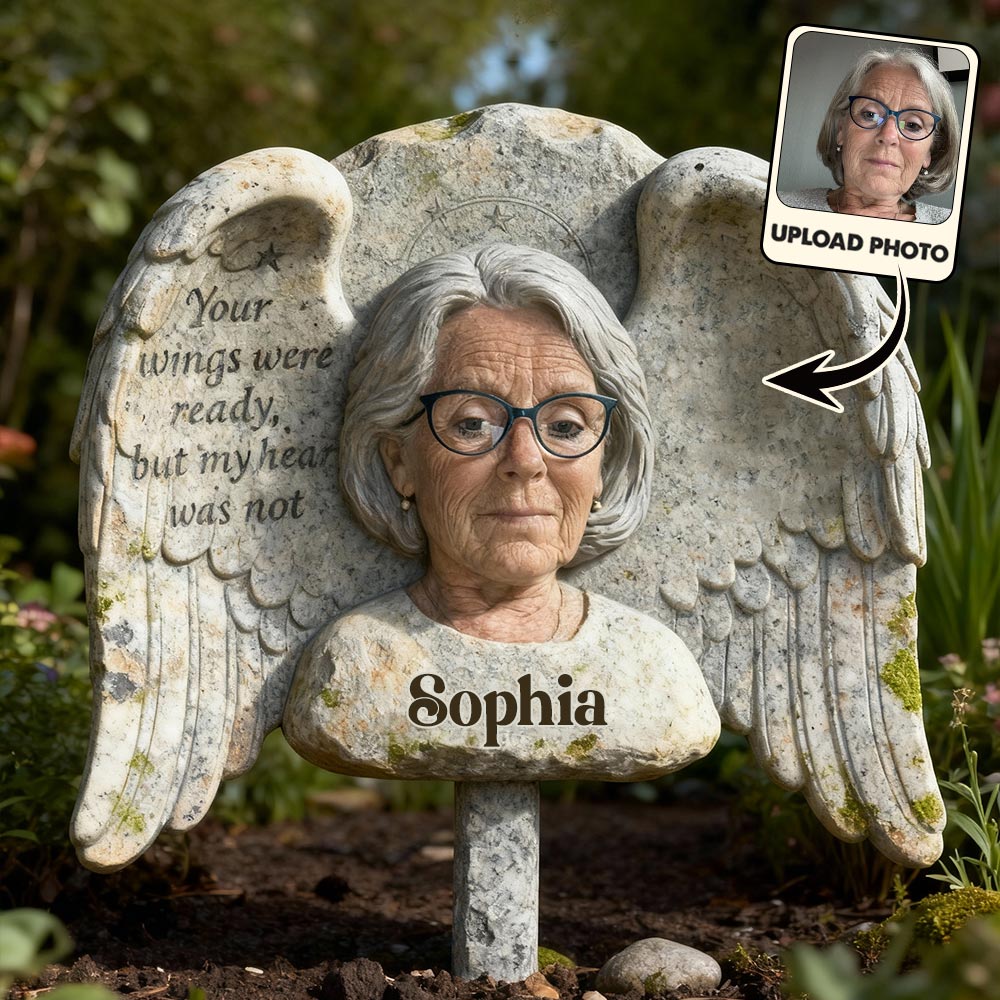 Your Wings Were Ready Personalized Girl Memorial Angel Acrylic Garden Plaque, Bereavement Sympathy Remembrance Gift