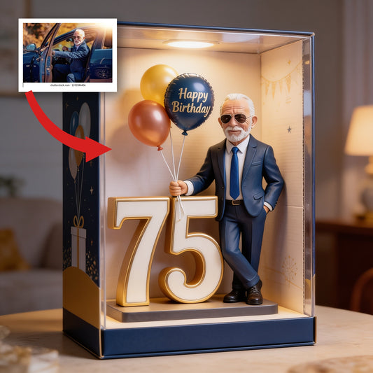 Personalisierte Acrylplakette zum 75. Geburtstag für den älteren Herren