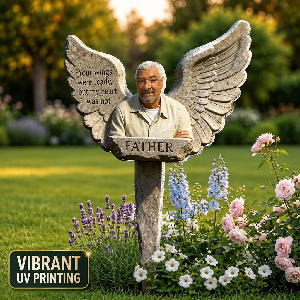 Personalized Black Girl Memorial Angel Garden Plaque 'Your Wings Were Ready' Bereavement Remembrance Gift