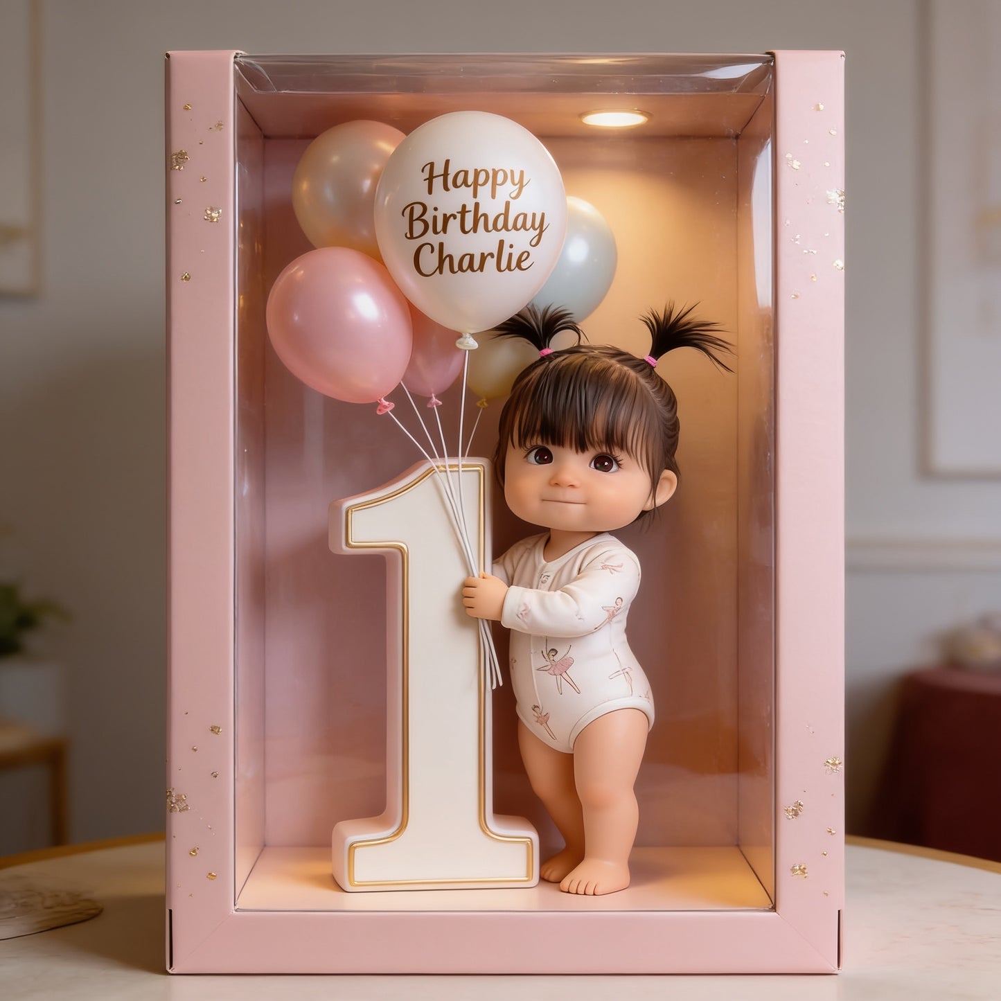 Personalized Cute Baby 1st Birthday Custom Shaped Acrylic Plaque, Balloon Themed First Birthday Keepsake Gift