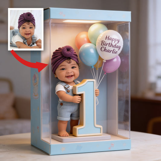 Personalisierte süße lateinische Baby 1. Geburtstag Acrylplakette mit Ballons & Nummer Eins, individuelles Geschenk zur ersten Geburtstagsfeier