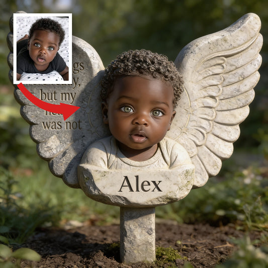 Personalisierte schwarze Baby-Engel-Gedenkschild 'Deine Flügel waren bereit' Individuelle Kindverlust-Erinnerungs-Acrylplakette