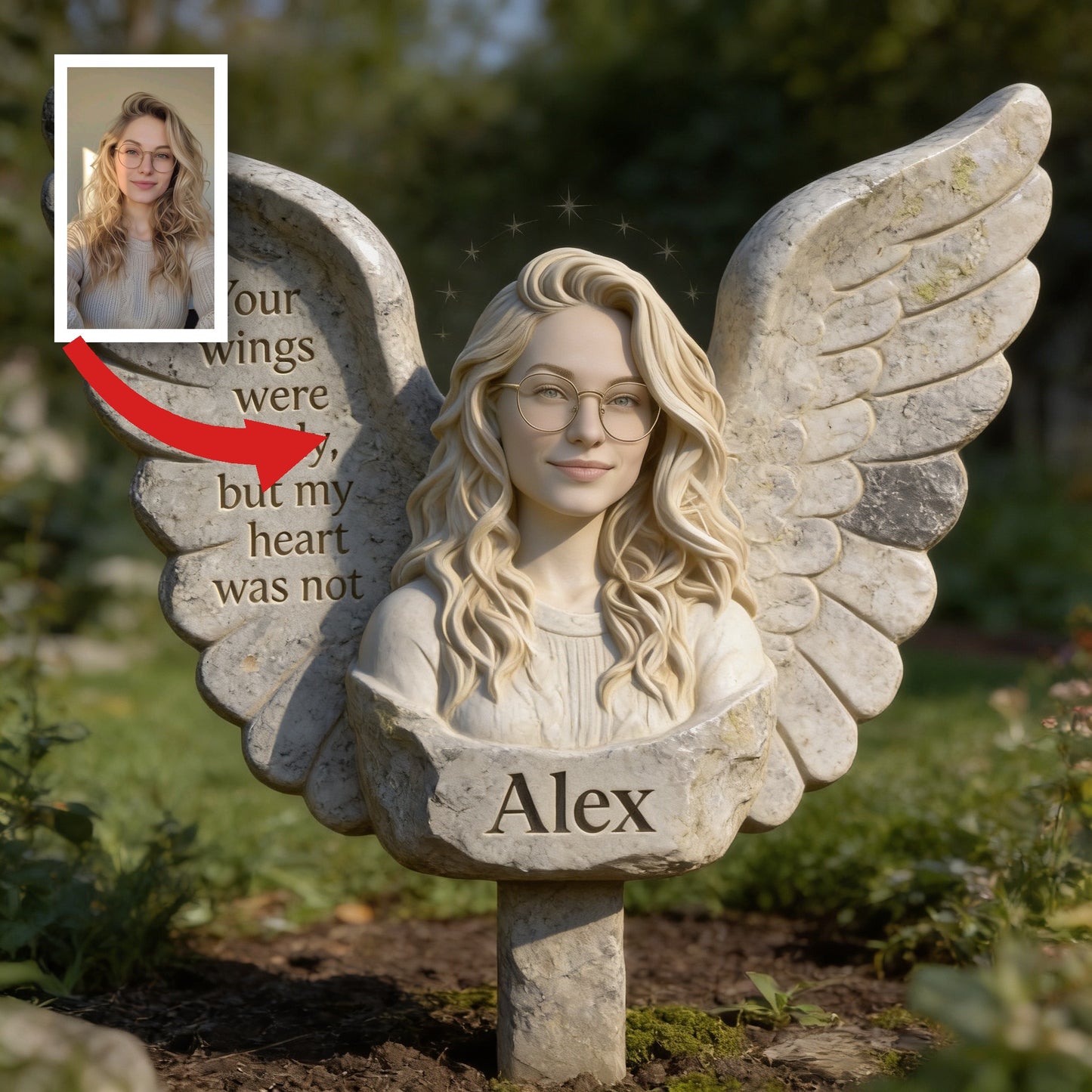 Your Wings Were Ready Personalized Girl Memorial Angel Acrylic Garden Plaque, Bereavement Sympathy Remembrance Gift