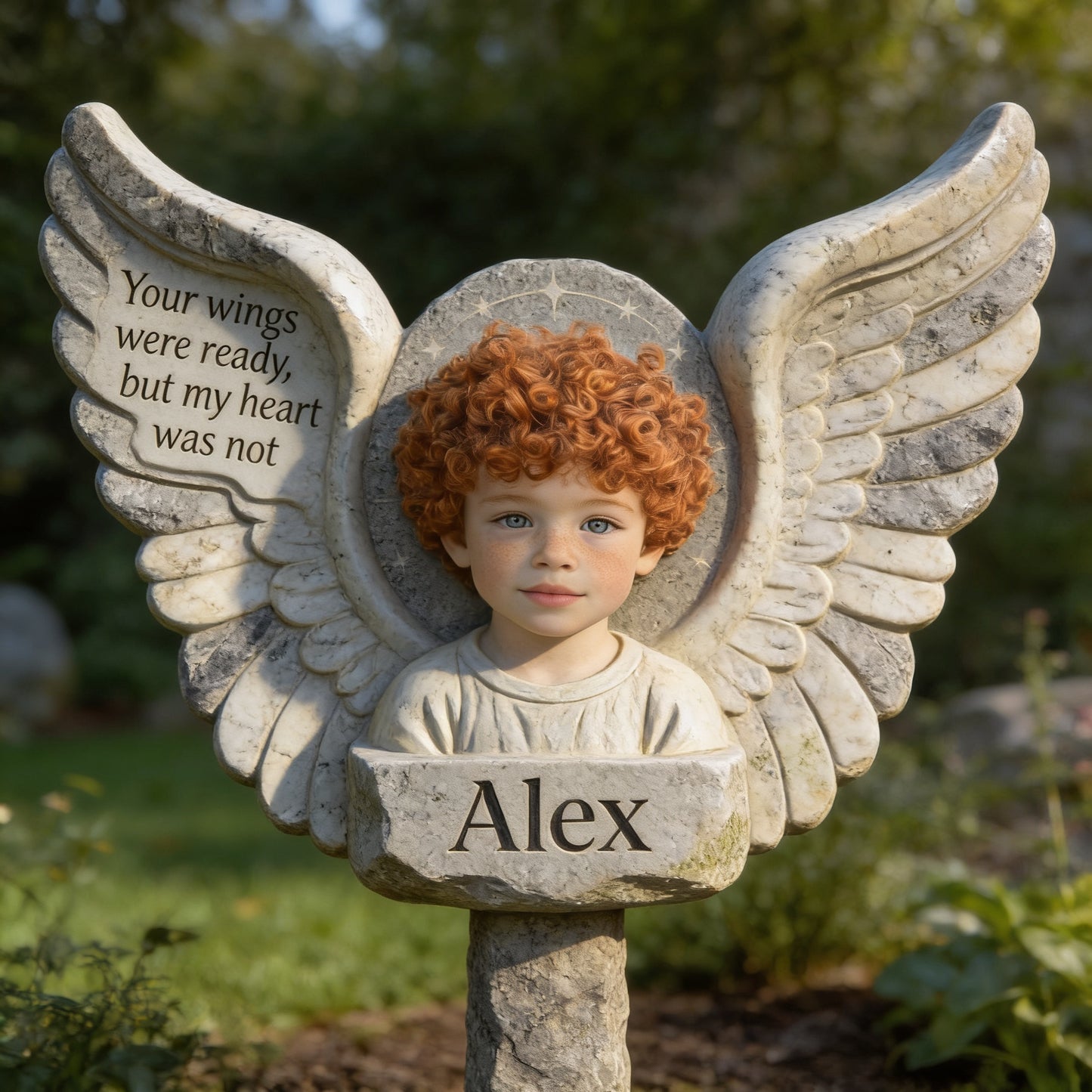 Personalized Child Memorial Angel Acrylic Garden Plaque 'Your Wings Were Ready' Bereavement Remembrance Keepsake Gift
