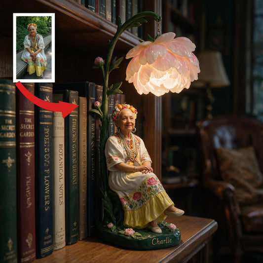 Personalisierte Blumenkrone Lampe für Bücherliebhaber