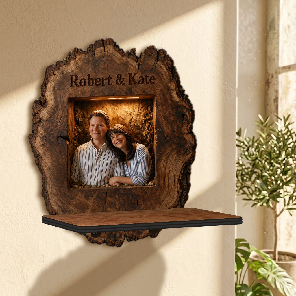 Personalized Romantic Naughty Black Couple Live Edge Wooden Floating Shelf Custom Wall Decor Gift for Valentine's Day, Anniversaries
