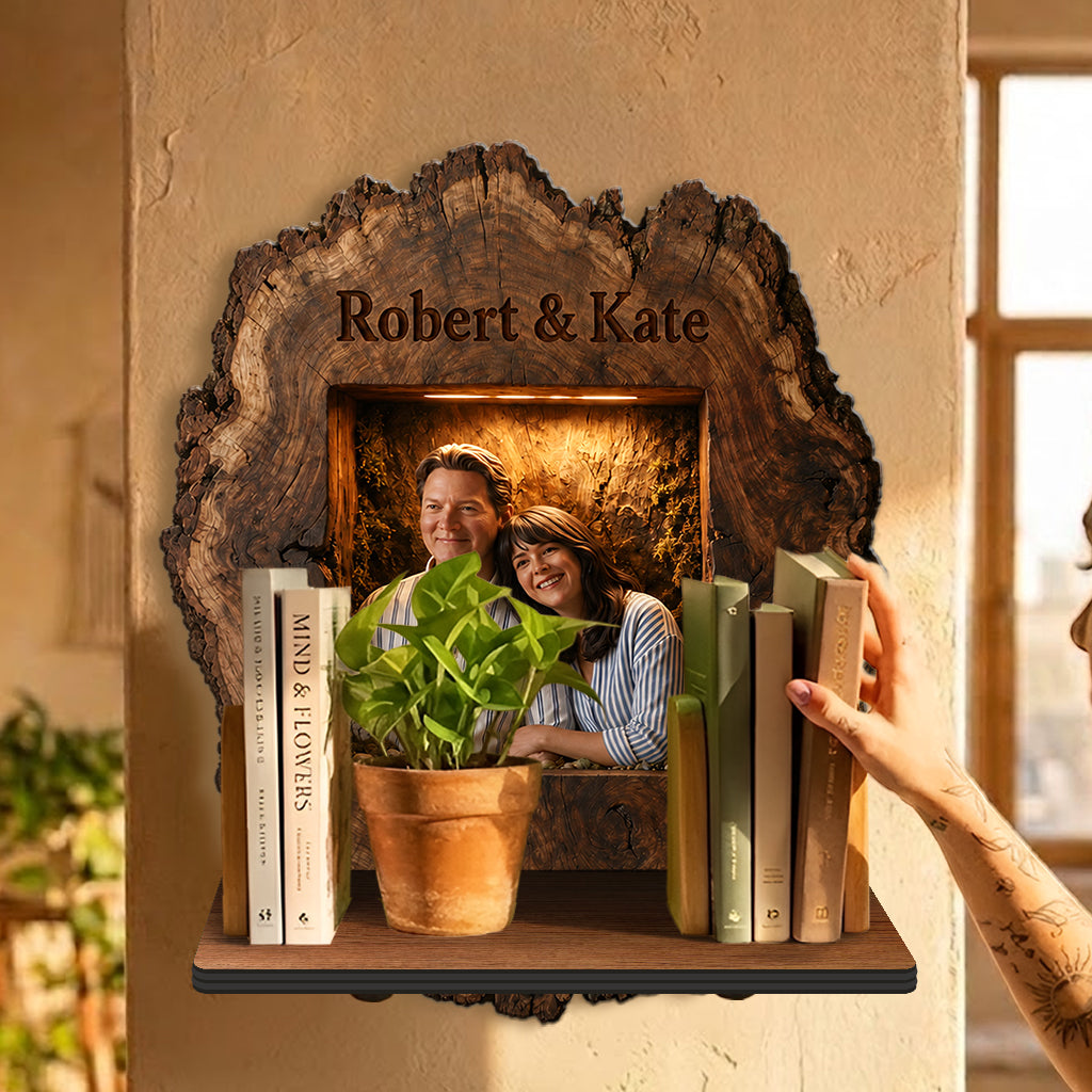 Personalized LGBT Latin Couple Live Edge Wooden Floating Shelf, Unique Engagement Wedding Gift for Queer Couple Home Decor