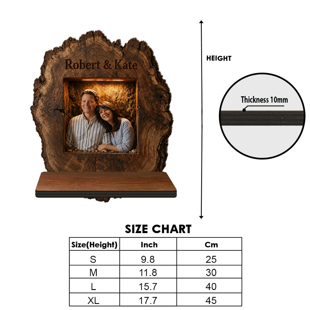 Rustic Personalized Couple Portrait Wooden Floating Shelf | Funny No Returns Relationship Gift for Anniversaries, Valentine and Housewarming