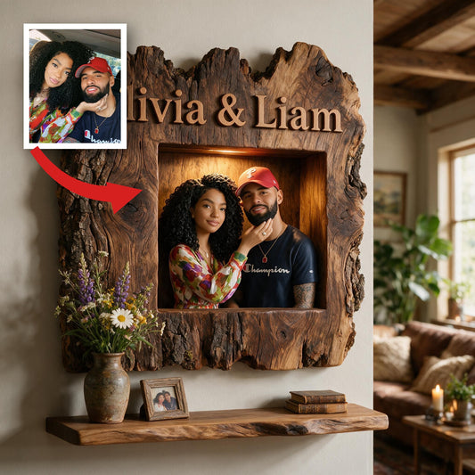 Personalisierte Rustikale Live Edge Lateinische Paar Holzschweberegal Romantische Individuelle Wanddekoration Valentinstag Jubiläumsgeschenk