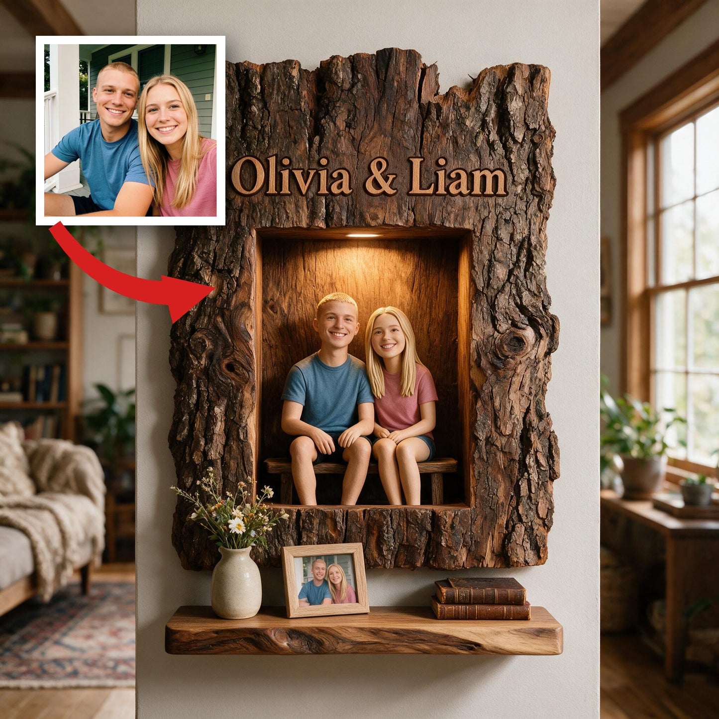 I'm Yours No Returns - Personalized Rustic Couple Wooden Floating Shelf Custom 3D Wall Art Romantic Home Decor Gift