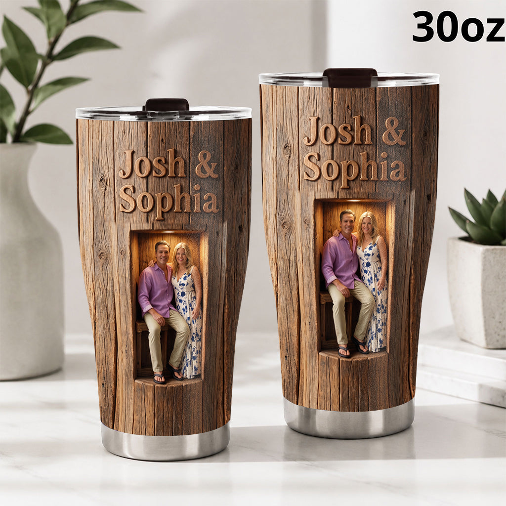 Personalized 'You & Me We Got This' 3D Embracing Young Couple Tumbler, Romantic Anniversary Gift for Couples