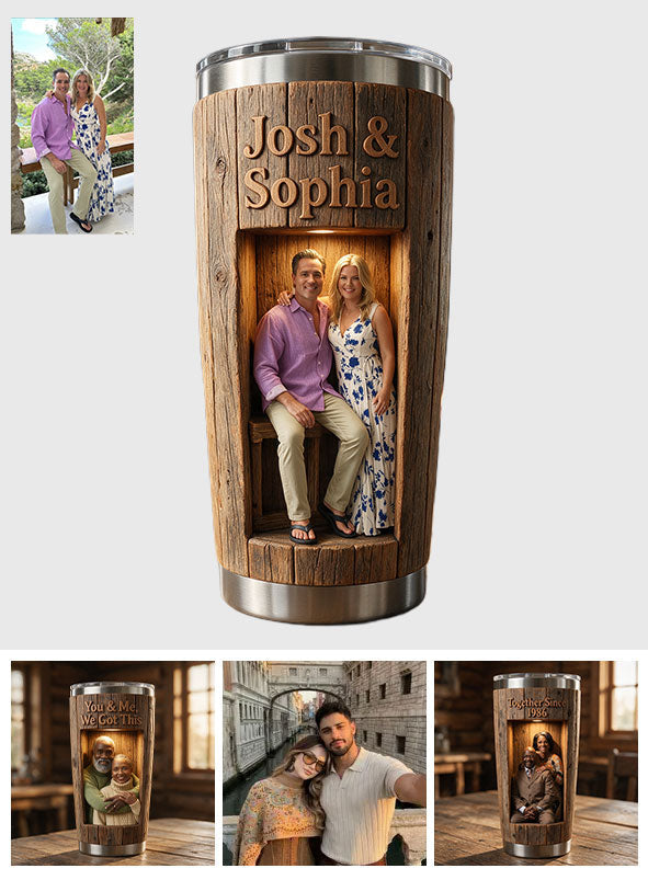 Personalized Rustic 3D Young Black Couple Selfie Tumbler - 'You & Me We Got This' Romantic Custom Couple Anniversary Gift