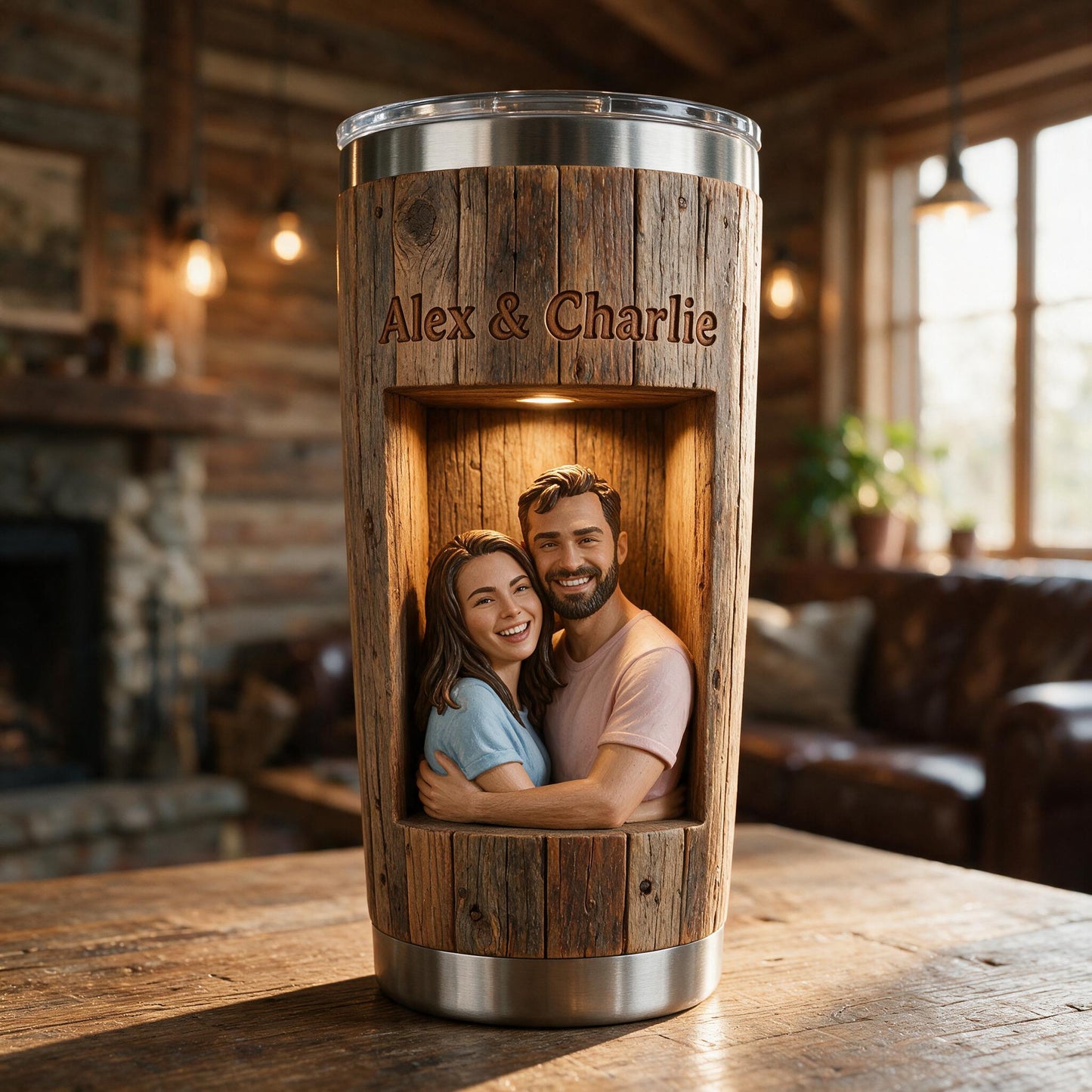 Personalized Rustic 3D Carved Young Latin Couple Tumbler - 'You & Me We Got This' Romantic Anniversary Gift for Partners