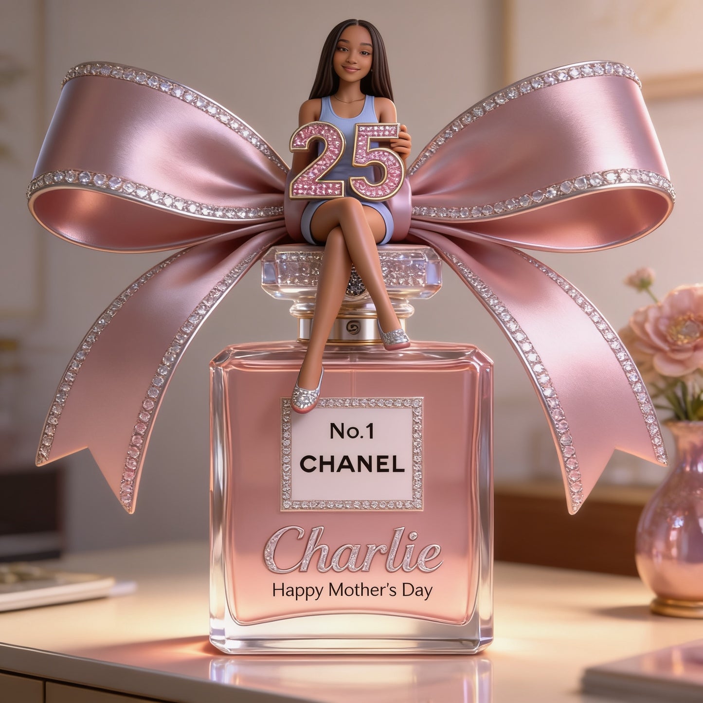 Personalized Chic Young Black Woman Birthday Custom Shaped Acrylic Plaque, Custom Name Gift for Her