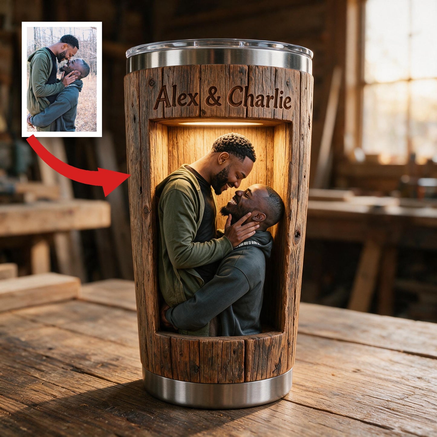 Personalized LGBT Black Couple Tumbler 'You & Me We Got This' Custom Gift for Gay Partner Anniversary Pride Everyday Drinkware