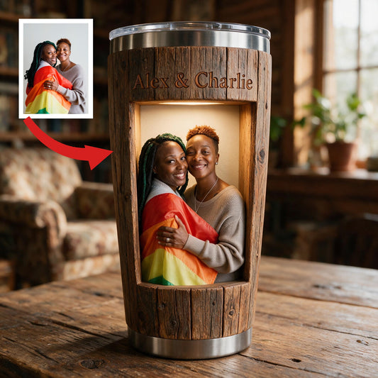 Personalisierter LGBT Lesben Schwarzes Paar 'Du & Ich, Wir schaffen das' Becher - Individuelles Pride-Geschenk für Paar Jubiläum Reise Trinkgefäß