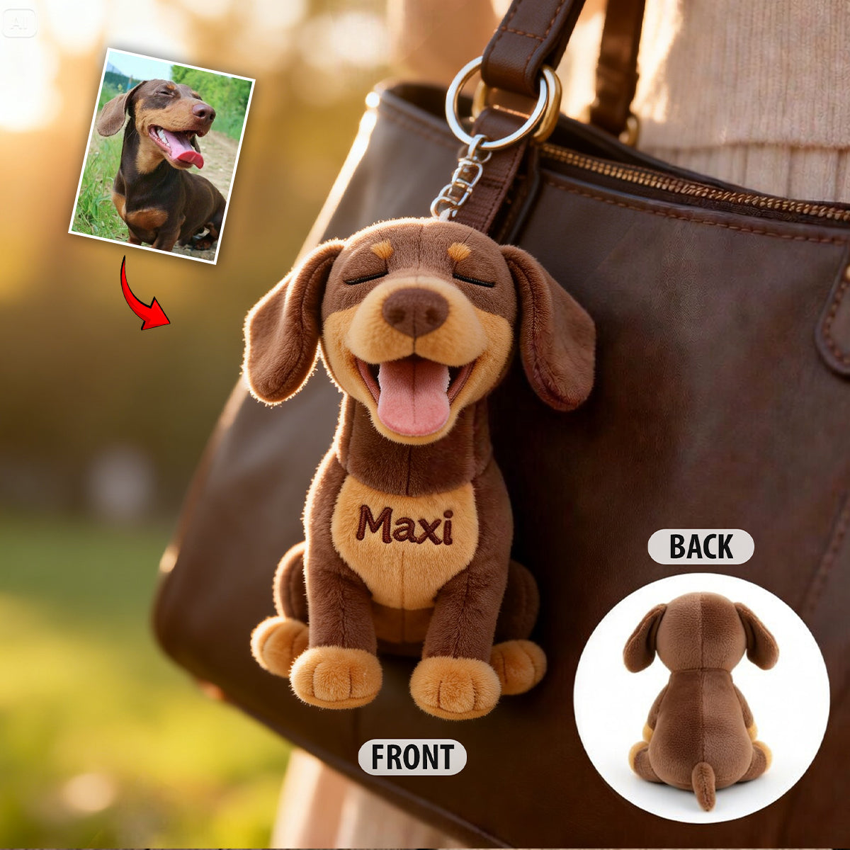 Personalized Sitting Tan & White Corgi Plush Keychain - Custom Dog Gift For Corgi Lovers & Pet Owners