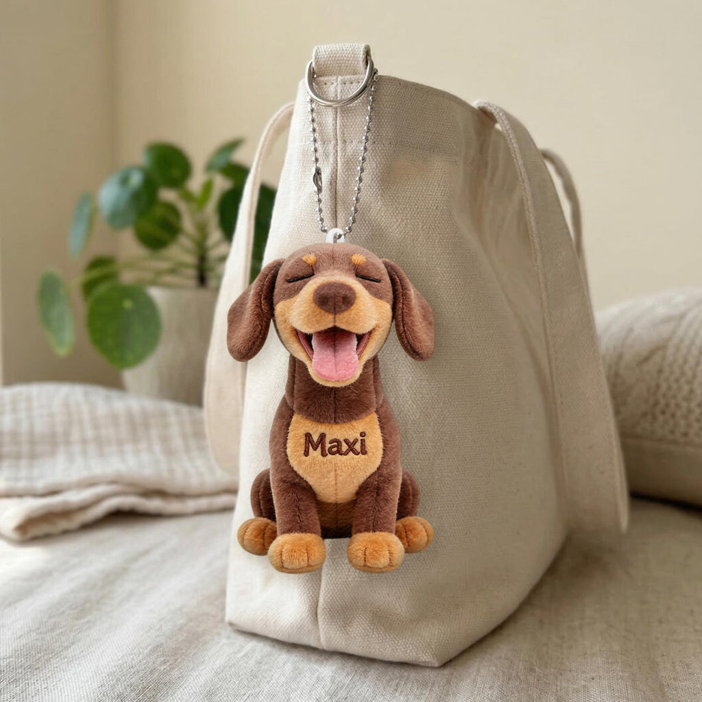 Personalized Smiling Cream Labrador Retriever Plush Keychain, Custom Dog Lover Gift Always By My Side Accessory