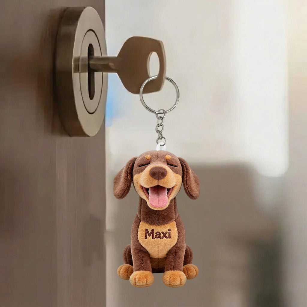 Personalized Fluffy Golden Retriever Plush Keychain, Custom Name Dog Charm Gift for Golden Retriever Lovers