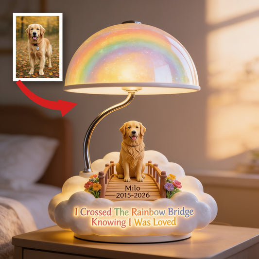 Personalisierte Golden Retriever Regenbogenbrücke LED Nachtlicht, individuelles Geschenk zur Erinnerung an Haustiere