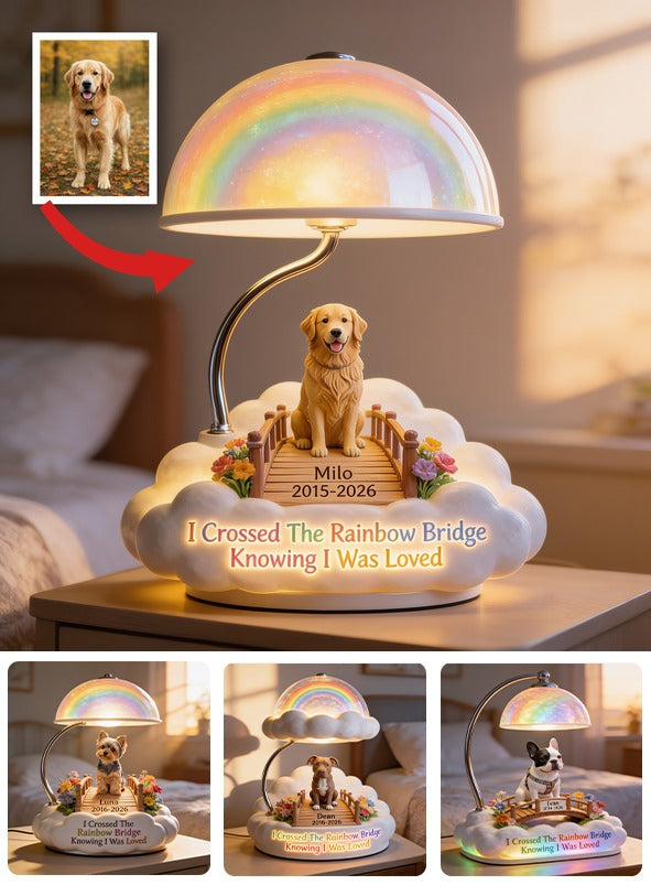 Personalized Fawn Chihuahua Rainbow Bridge Memorial Acrylic LED Night Light, Pet Loss Sympathy Keepsake Gift