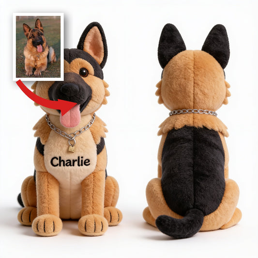 Immer an meiner Seite Personalisierter Sitzender Deutscher Schäferhund Plüsch Schlüsselanhänger, Individuelles Geschenk für Hundeliebhaber