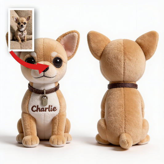 Personalisierter Tan Chihuahua Plüsch Schlüsselanhänger, individuelles Hundename Geschenk für Chihuahua-Liebhaber und Tierbesitzer