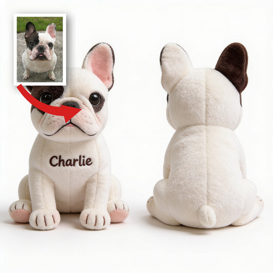Niedlicher personalisierter französischer Bulldoggen-Plüsch-Schlüsselanhänger, individuelles Namensgeschenk für Hundefreunde & Tierbesitzer