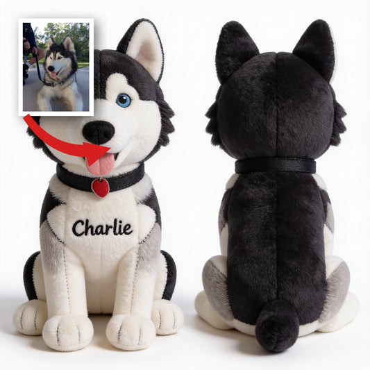 Personalisierter Siberian Husky Plüsch Schlüsselanhänger - Süßer Hund mit blauen Augen als individuelles Geschenk für Husky-Liebhaber und Tierbesitzer