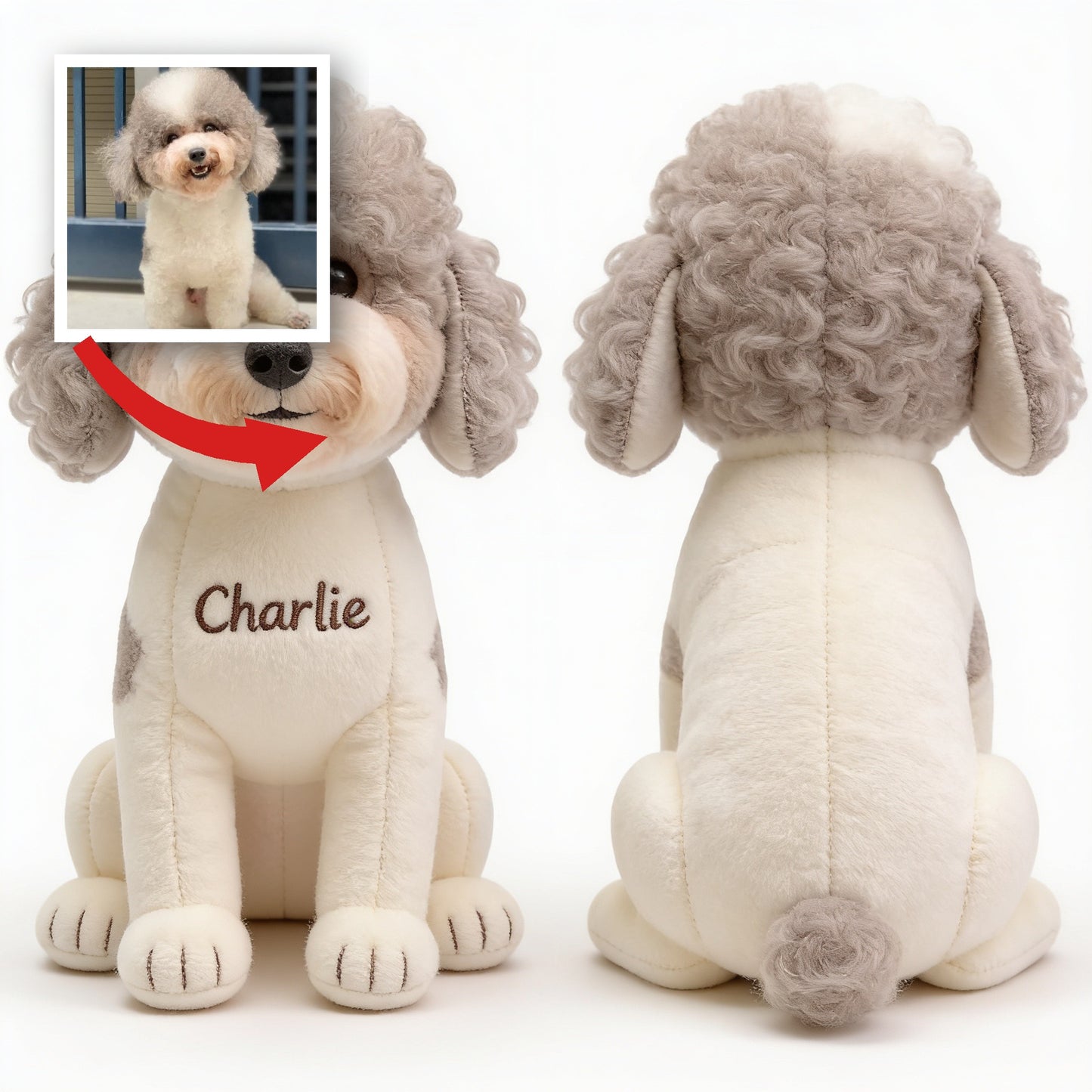 Personalized Fluffy Curly Poodle Plush Keychain - Custom Dog Lover Pet Owner Keepsake Accessory Gift