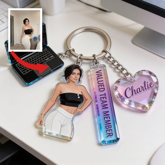 Personalisierter Schlüsselanhänger für Erwachsene, individuelles Geschenk für das Büroteam
