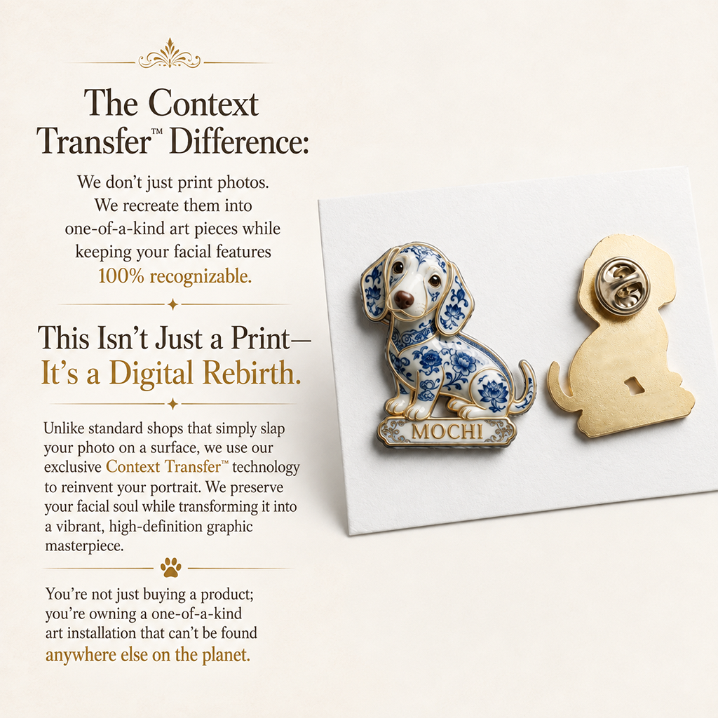 Personalisierte blaue & weiße Porzellan Welsh Corgi 3D-Relief Emaille-Anstecknadel, Geschenk für Corgi-Besitzer